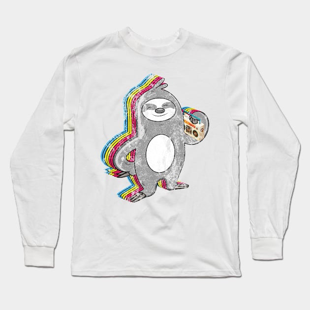 'Hippie Sloth Boom box' Funny Sloth Gift Long Sleeve T-Shirt by ourwackyhome